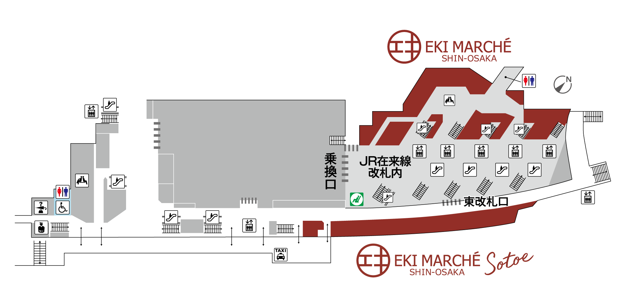 Eki marche mapa de Osaka de la Espinilla